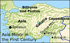 Map of Asia Minor in the First Century