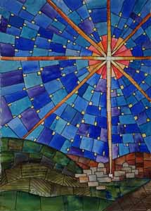 'The Bethlehem Star,' (2021), an original watercolor by Ralph F. Wilson, 12 x 18 in,  in a private collection.