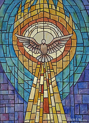 'Holy Spirit Window,' original watercolor by Ralph F. Wilson, 10 x 14 in., private collection.