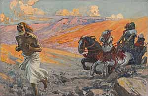 James J. Tissot, 'Elijah Runs before the Chariot of Ahab' (1896-1902)
