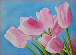 'Mother's Day Tulips' (2017), an original watercolor by Ralph F. Wilson, 14 x 10 in
