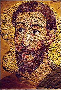 'St. Paul' (c. 799), mosaic fragment, 59.7 x 39.7 x 9 cm, Vatican Museum. Originally decorated the state banquet hall of the papal Lateran Palace. Restored by Giovanni Battista Calandra in 1625.