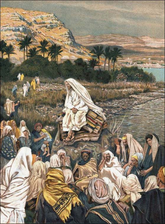 Jesus Teaching by the Seashore 1899 James Tissot (1836-1902) dans images sacrée tissot_jesus_teaching_seashore559x756