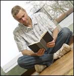 Bible study, a man reading his Bible