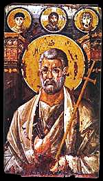 St. Peter the Apostle, St. Catherine's Monastery, Sinai probably from Constantinople mid-6th to early 7th centuries encaustic painting on wood, 36.5 x 21 in