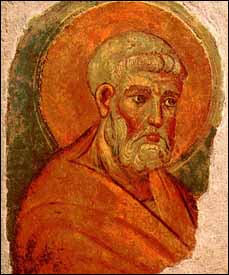 St. Peter, fresco fragments, Rome, second half of the 13th century, 39 x 27.6 cm. 