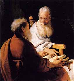 Rembrandt, detail of 'Two Old Men Disputing' (St. Peter and St. Paul in Conversation) (1628), oil on wood, 72.4 x 59.7 cm, National Gallery of Victoria, Melbourne.