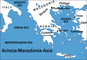 Map of Achaia, Macedonia, and Asia