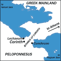 Map of Isthmus of Corinth