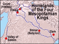 Homlands of the four Mesopotamian kings