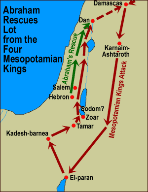 Abraham rescues Lot from the four Mesopotamian kings