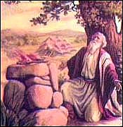 Abraham sacrificing at an altar