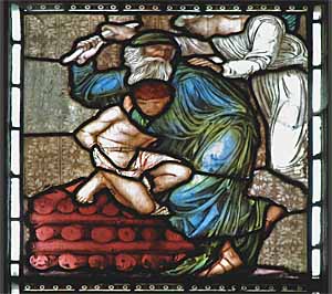 Edward Burne-Jones, 'The Binding of Isaac' (c. 1867-78), Jesus College Chapel, Cambridge, by Morris & Company.