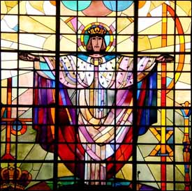 'Christ the King' (1955), stained glass, Christ the King Roman Catholic Church, Beverly, Chicago.