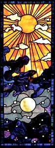 'Creation: Day 4,' stained glass window, Muhlenberg Lutheran Church, Harrisonburg, Virginia, artist: Mary Delany.