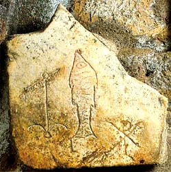 Anchor, fish, and Chi-Rho from the Catacombs of St. Sebastian