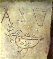 Dove with olive branch in mouth, plus Chi-Rho