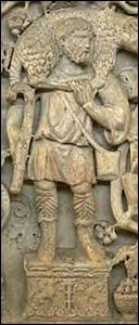 Detail from the Sarcophagus of the Good Shephers, Catacomb of Praetextatus, Rome, 390s AD