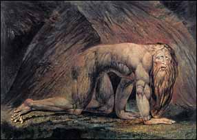William Blake, 'Nebuchadnezzar' (1795), monotype with watercolor, 43 x 53 cm., Tate Britain, London.
