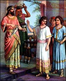 Daniel Refuses the King's Provisions, artist unknown, early 20th century illustration.