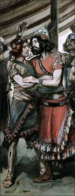 James J. Tissot, detail of 'Friendship of David and Jonathan'(1896-1902) gouache on board, Jewish Museum, New York.