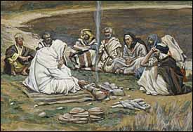 James J. Tissot, detail of 'Jesus Eats Breakfast with His Disciples' (1896-1904)