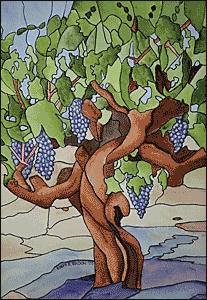 Ralph F. Wilson, 'I Am the Vine, You Are the Branches' (2026), original watercolor, 14 x 20 in.