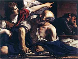 Guercino, 'The Liberation of St. Peter' (c. 1622), oil on canvas, 105 x 136 cm, Museo del Prado, Madrid.