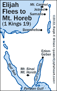 Elijah flees to Mount Horeb.