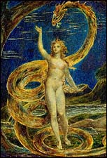 Detail of William Blake (1757-1827), 'Eve tempted by the serpent' (1799-1800), gum and gold on copper, Victoria and Albert Museum, London.