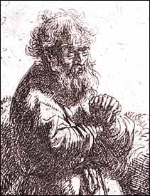 Rembrandt (1606-1669), "St. Jerome at Prayer" (1635), etching,