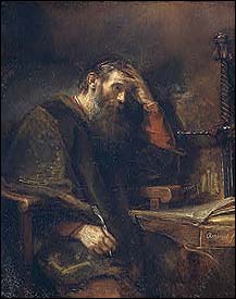 Rembrandt, The Apostle Paul praying and writing (1657)