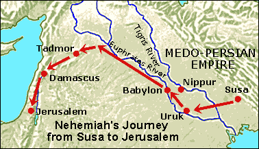 Nehemiah's journey from Susa to Jerusalem