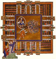 Illuminated manuscript showing the heavenly city, the new Jerusalem