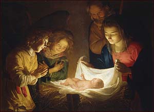 Gerard (Gerrit) van Honthorst (1590-1656), 'Adoration of the Children (1620), Uffizi Gallery, Florence, Italy.