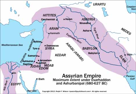 The Assyrian Empire at its largest extent.