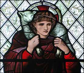 Edward Burne-Jones, 'Good Shepherd' stained glass window (1895), Harris Manchester College, Oxford.