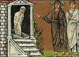 'The Raising of Lazarus' (6th century), mosaic, Basilica of Sant' Apollinare Nuovo, Ravenna.