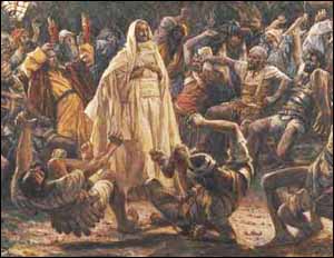 James J. Tissot, The Guards Falling Backwards (1884-1896), gouache on grey wove paper, 7-13/16 x 10-3/8 in,  Brooklyn Museum, New York.
