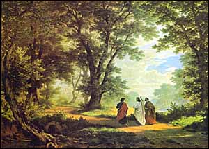 Robert Zünd, 'The Road to Emmaus' (1877), oil on canvas, 119.5 x 158.5 cm., Kuntzmuzeum, St. Gallen, Switzerland.