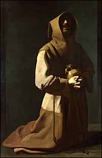 Francisco de Zurbaran (1598-1664), �St. Francis in Meditation� (1635-39), oil on canvas, 162 x 137 cm., National Gallery, London.