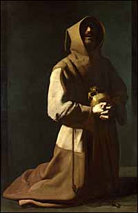 Francisco de Zurbaran (1598-1664), St. Francis in Meditation (1635-39), oil on canvas, 162 x 137 cm., National Gallery, London.