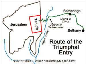 The traditional site of the Ascension is between the East Gate of the Temple and Bethphage.