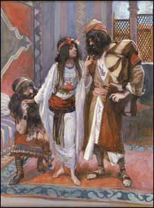 James J. Tissot, The Harlot of Jericho and the Two Spies' (1896-1902), gouache on board, 9-1/16�6-5/8 in, The Jewish Museum, New York.