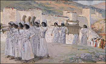 James J. Tissot, 'The Seven Trumpets of Jericho' (1896-1902), gouache on board, 7-5/16 x 12-1/16 in., The Jewish Museum, New York.