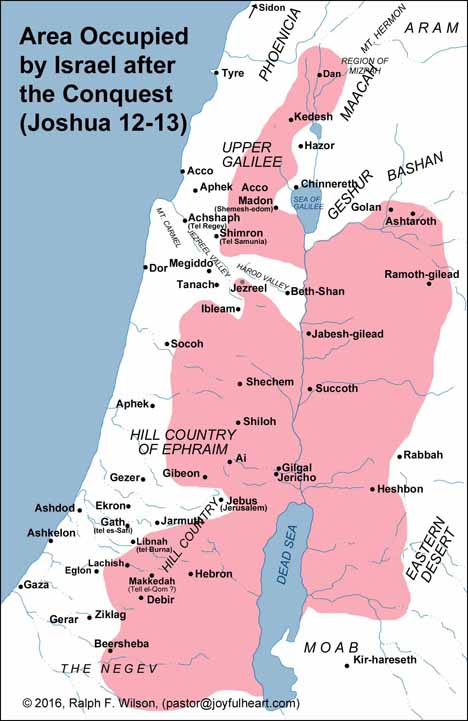 Area Occupied by Israel after the Conquest (Joshua 12-13)