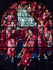 Sir Edward Burne-Jones, detail of Last Judgment stained glass (1891), west window, St. Philip's Cathedral, Birmingham, UK.