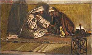 James J. Tissot, detail of 'The Interview between Jesus and Nicodemus' (1886-94), gouache on paper, 9-1/8 x 7�, Brooklyn Museum, New York.