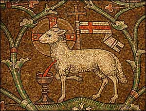 Agnus Dei, mosaic, Dormition Abbey, Jerusalem.