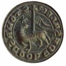 Agnus Dei, seal matrix (1250-1400 AD), Wiltshire, England, copper alloy, 21.7 mm diameter. 